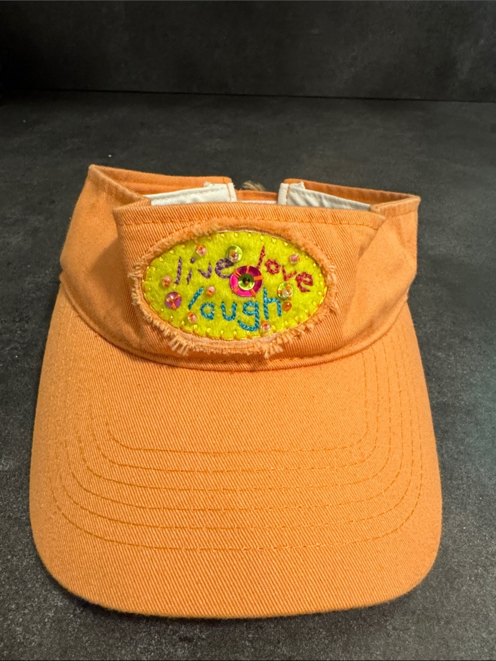 NATURAL LIFE Orange Visor with Embroidered "Live Love Laugh" Patch